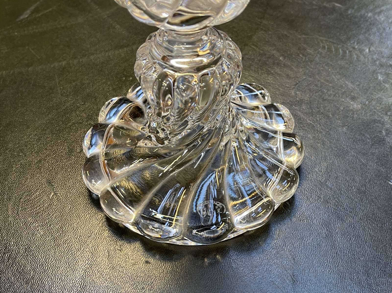 Baccarat crystal lantern with engraved foliage decoration.