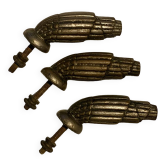 3 small art deco handles