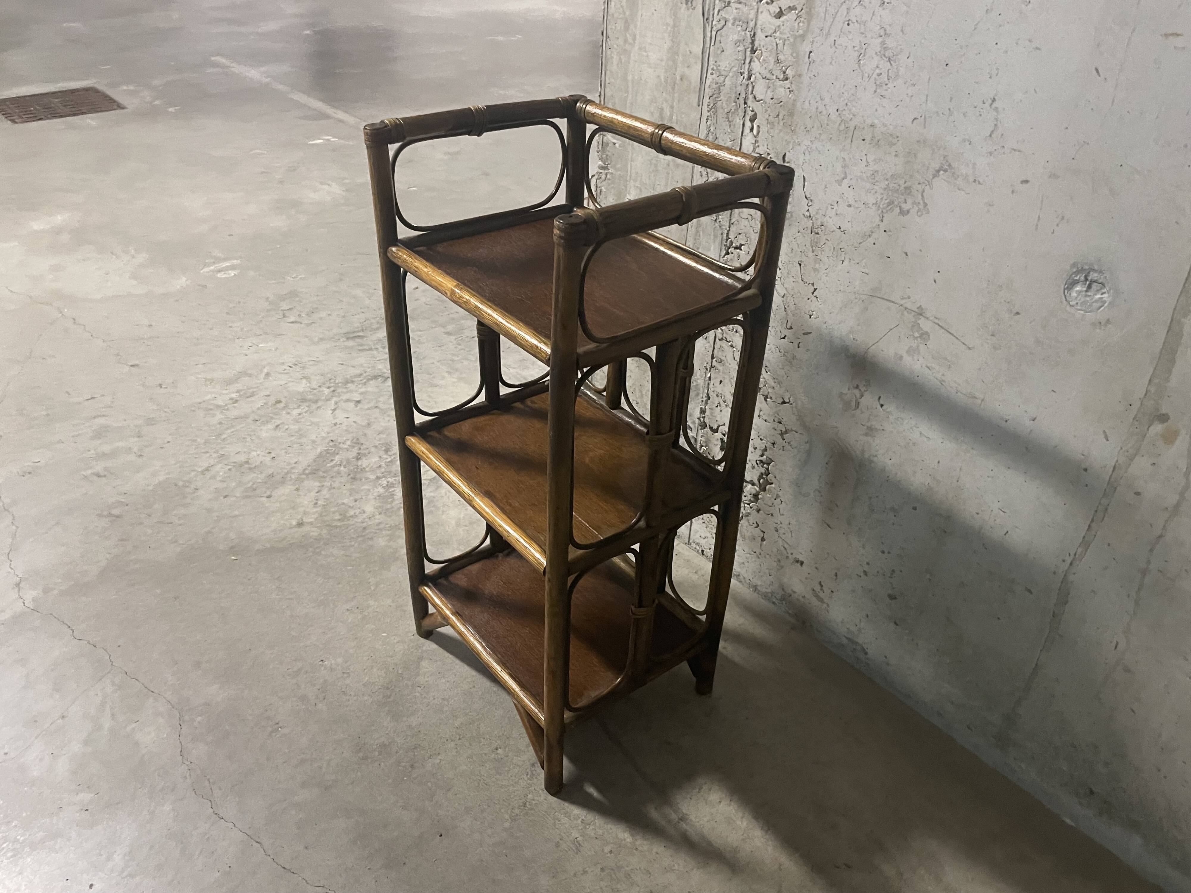 1970s rattan shelf