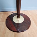 Large Art Deco Mazda lamp in wood, brass, and white opaline, 1930.