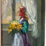 Jeune fille au bouquet de fleurs