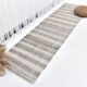 Brown Cream Runner rug, wool corridor kilim carpet  71x246 cm