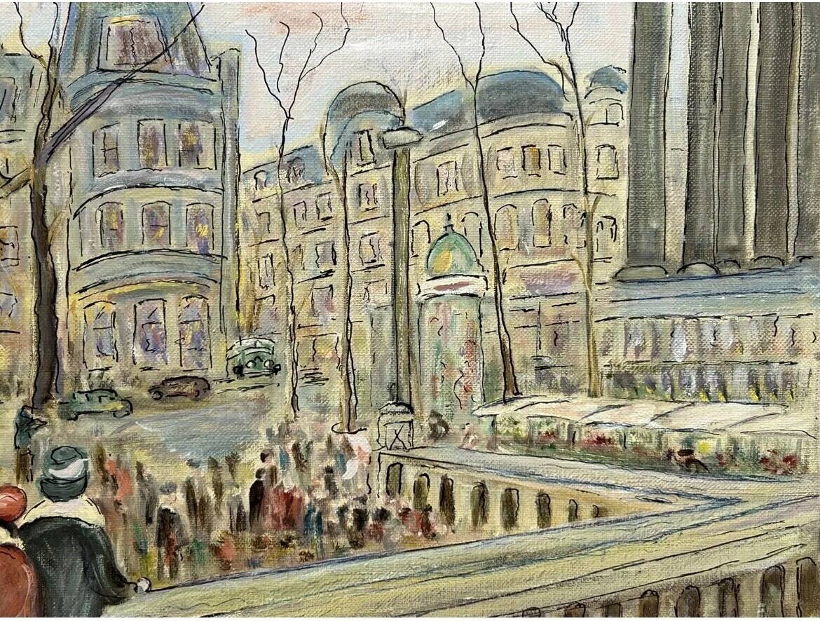 Vintage Mid-Century Caroline Bennett Paris Cityscape Scene Oil Painting