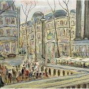 Vintage Mid-Century Caroline Bennett Paris Cityscape Scene Oil Painting