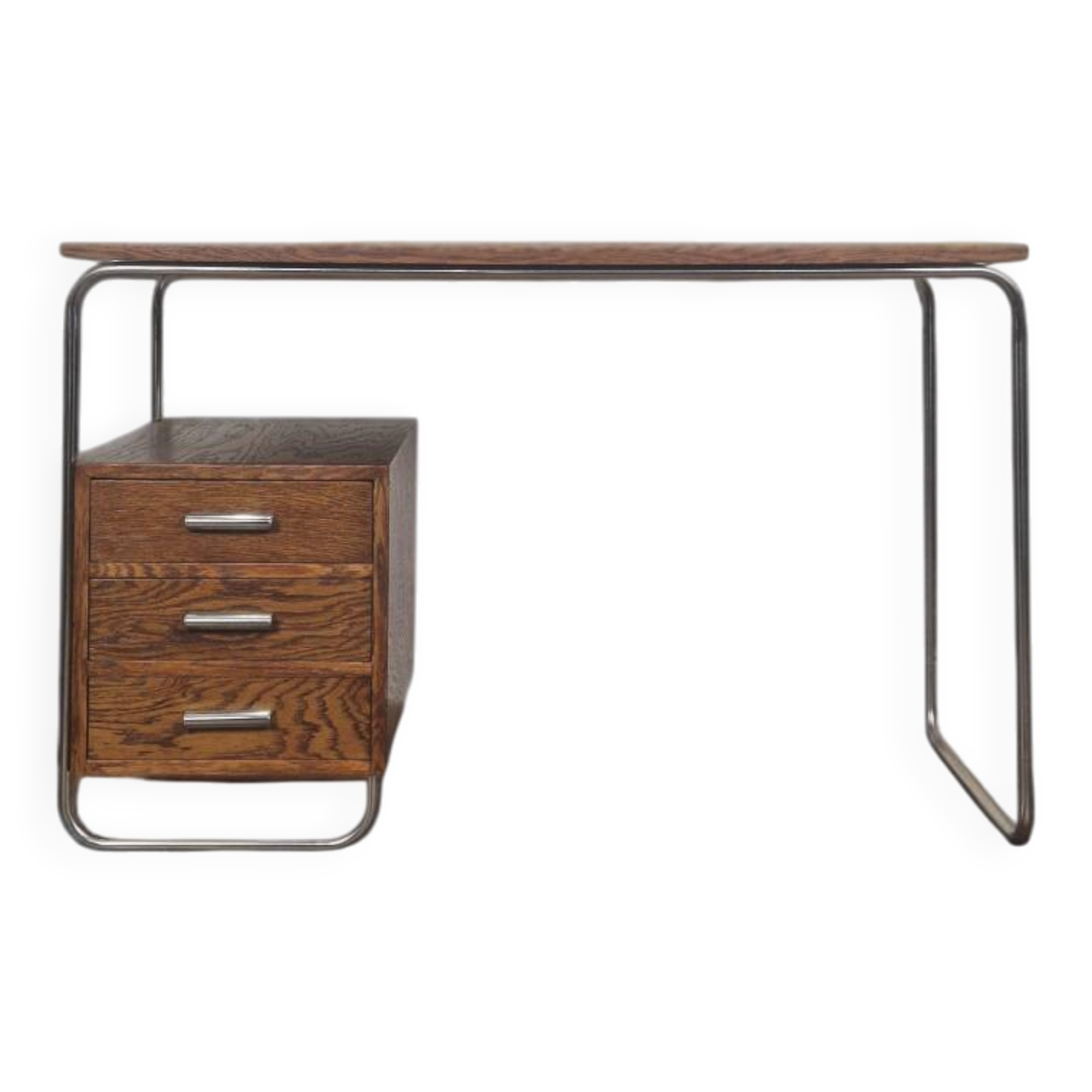 Bureau en noyer style Bauhaus Tchèque 1930s