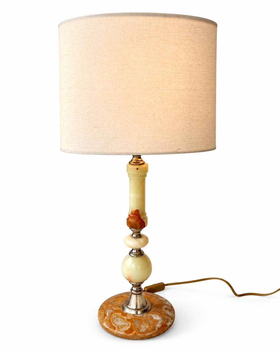 Lampe de table en marbre onyx vintage, années 1960-70