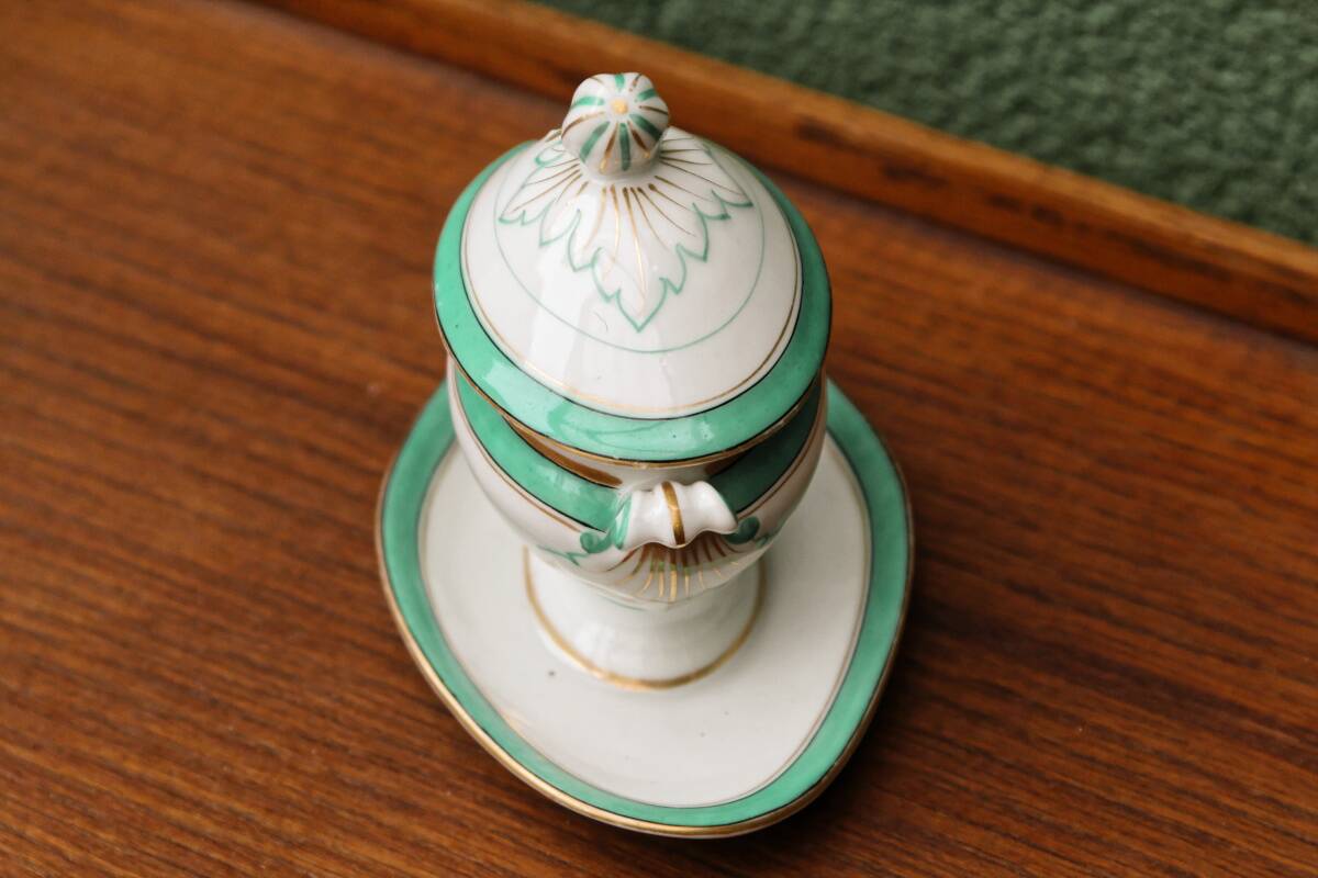Antique mustard pot in Paris porcelain