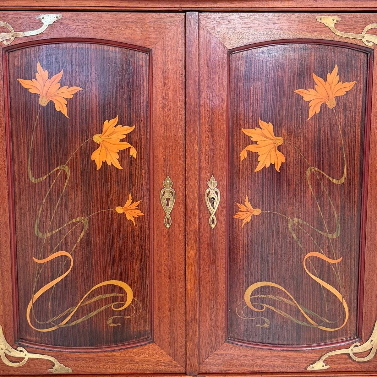 Art Nouveau Vertico Dresser with Flower Marquetry, France, 1905
