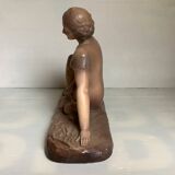 Statue la femme aux oiseaux signée art déco