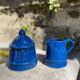 Sucrier et pot à lait bleu en céramique