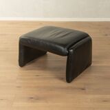 1980s cor armchair and ottoman in black leather