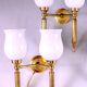 Pair, Neo-Classic Wall Sconces, with Original Tulip Opaline, Maison Jansen France Mid-Century