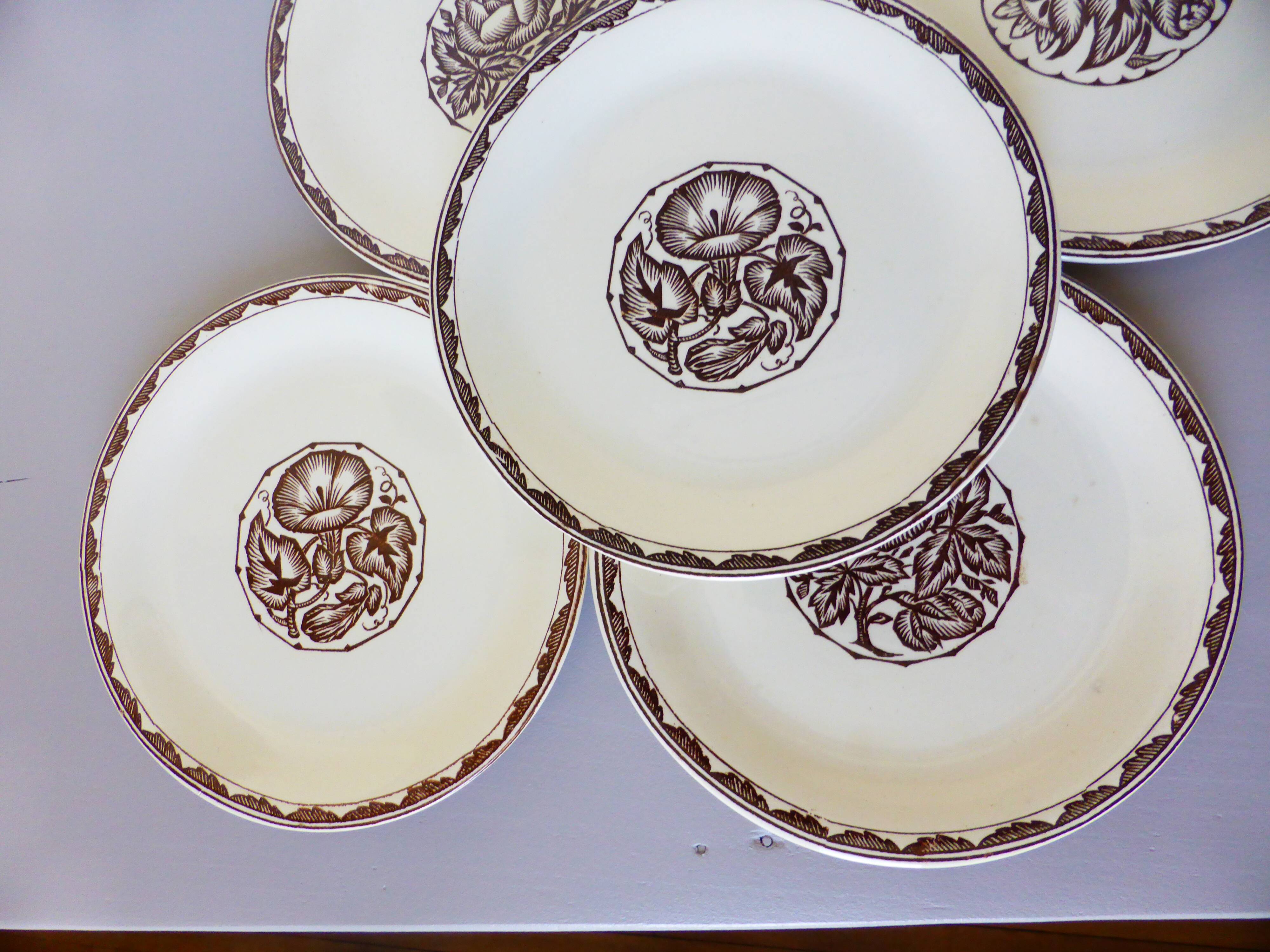 5 Sarreguemines dessert plates, Argonne model