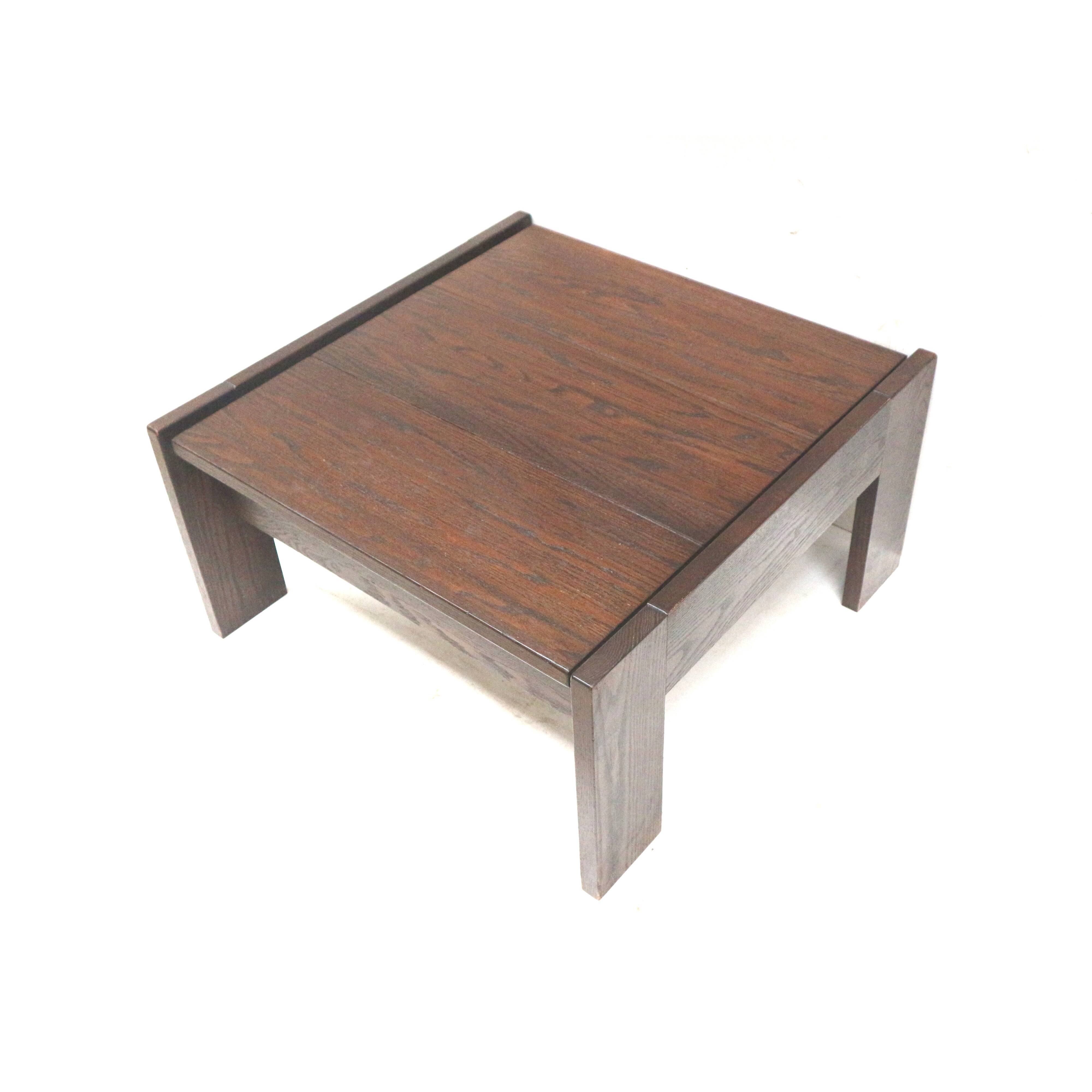 Vintage square Brutalist coffee table designed by Harry de Groot for Leolux