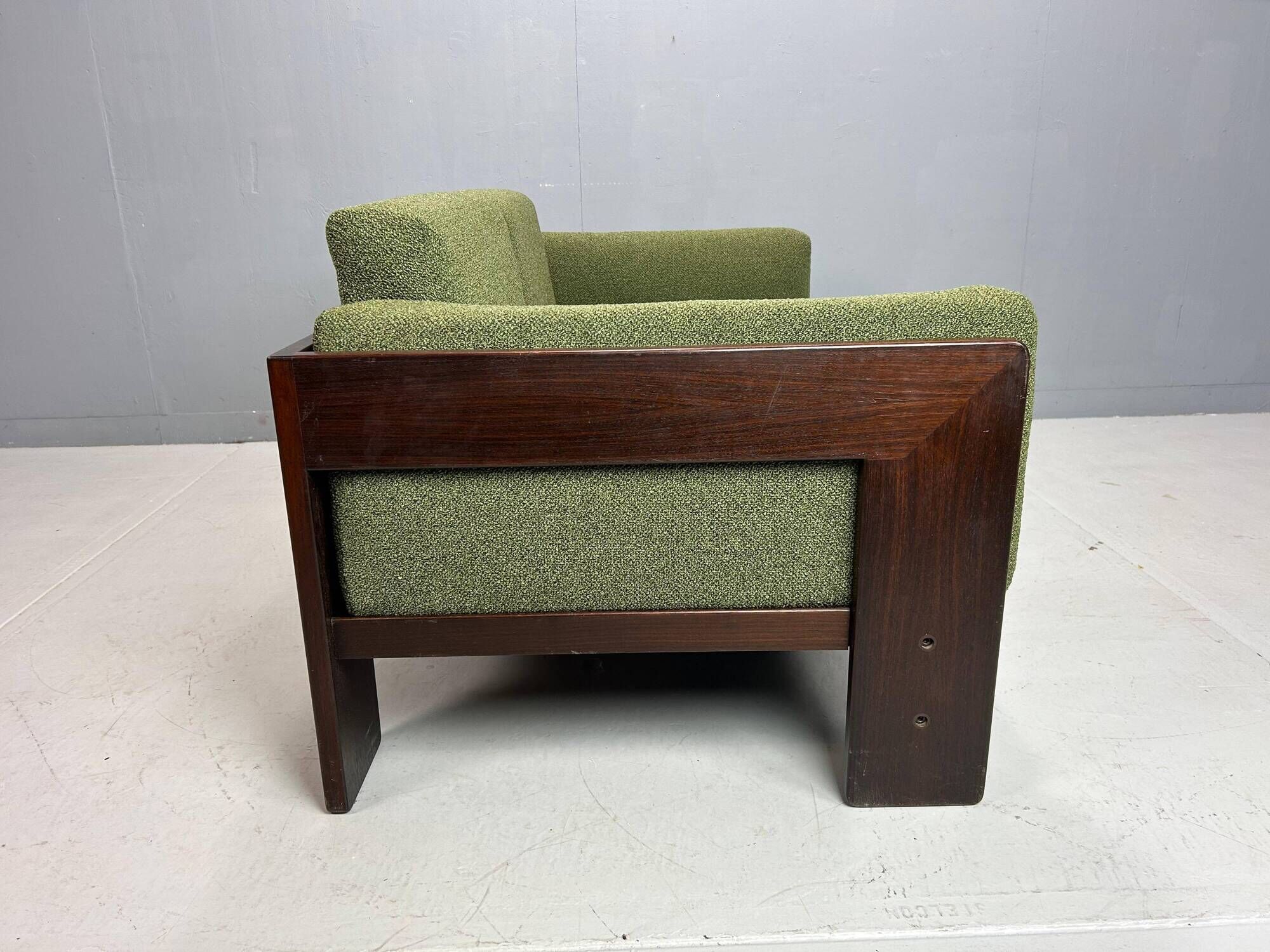 Tobia Scarpa new Green Boucle "Bastiano" 2-Seater Sofa for Knoll, 1960s