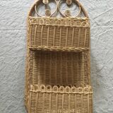 Natural rattan wall shelf