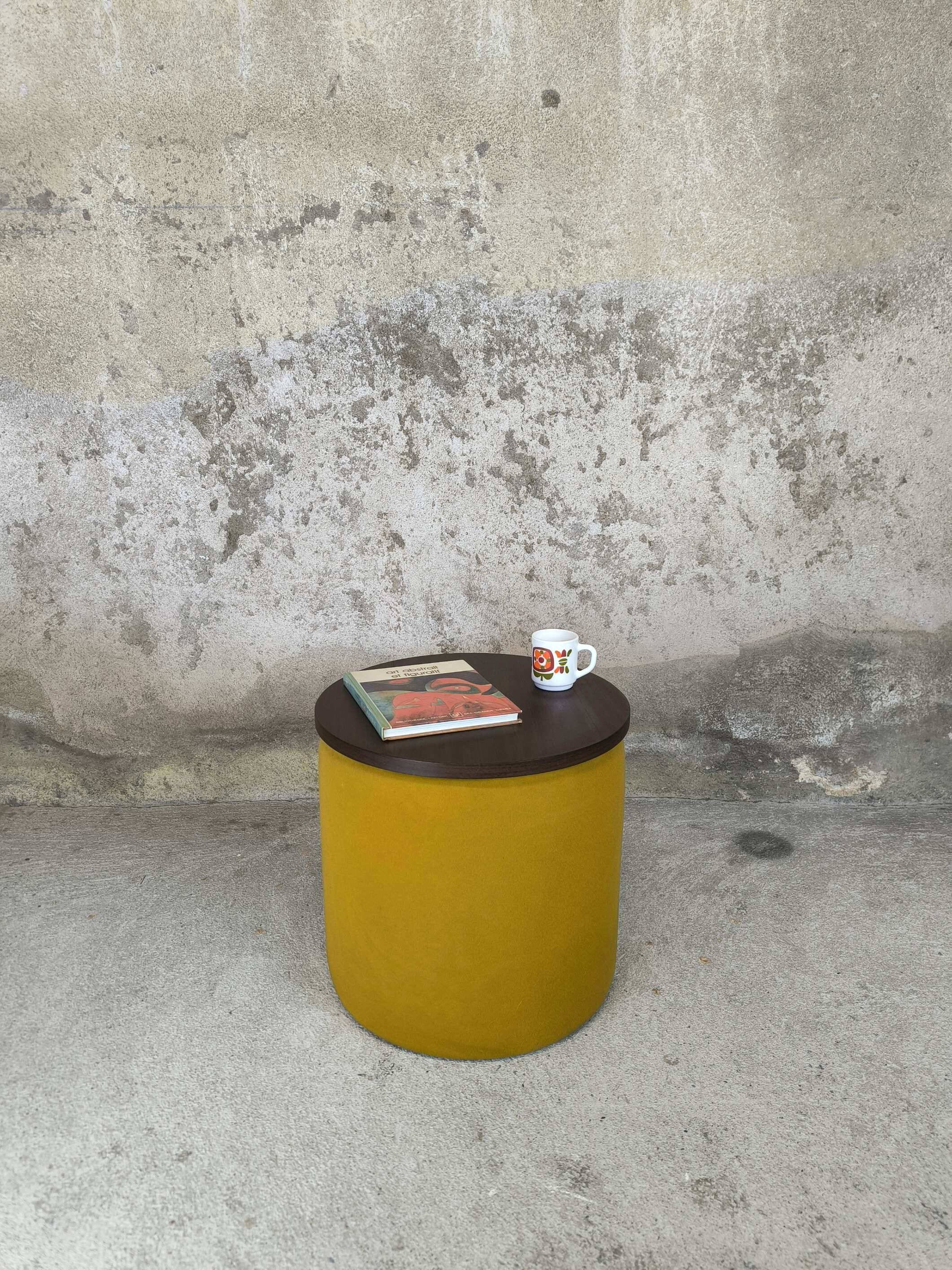 Vintage fabric and teak side table.