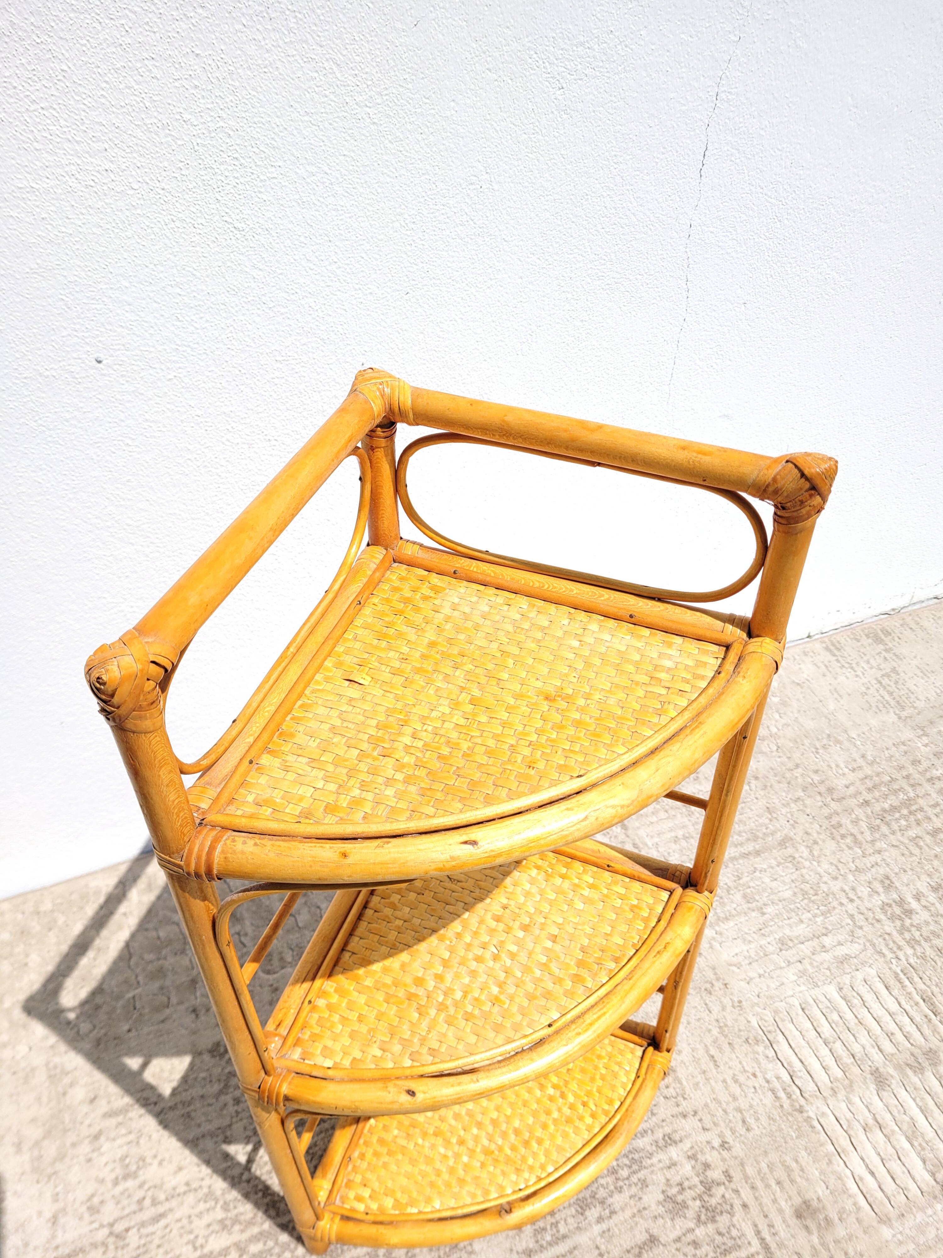 Rattan corner shelf