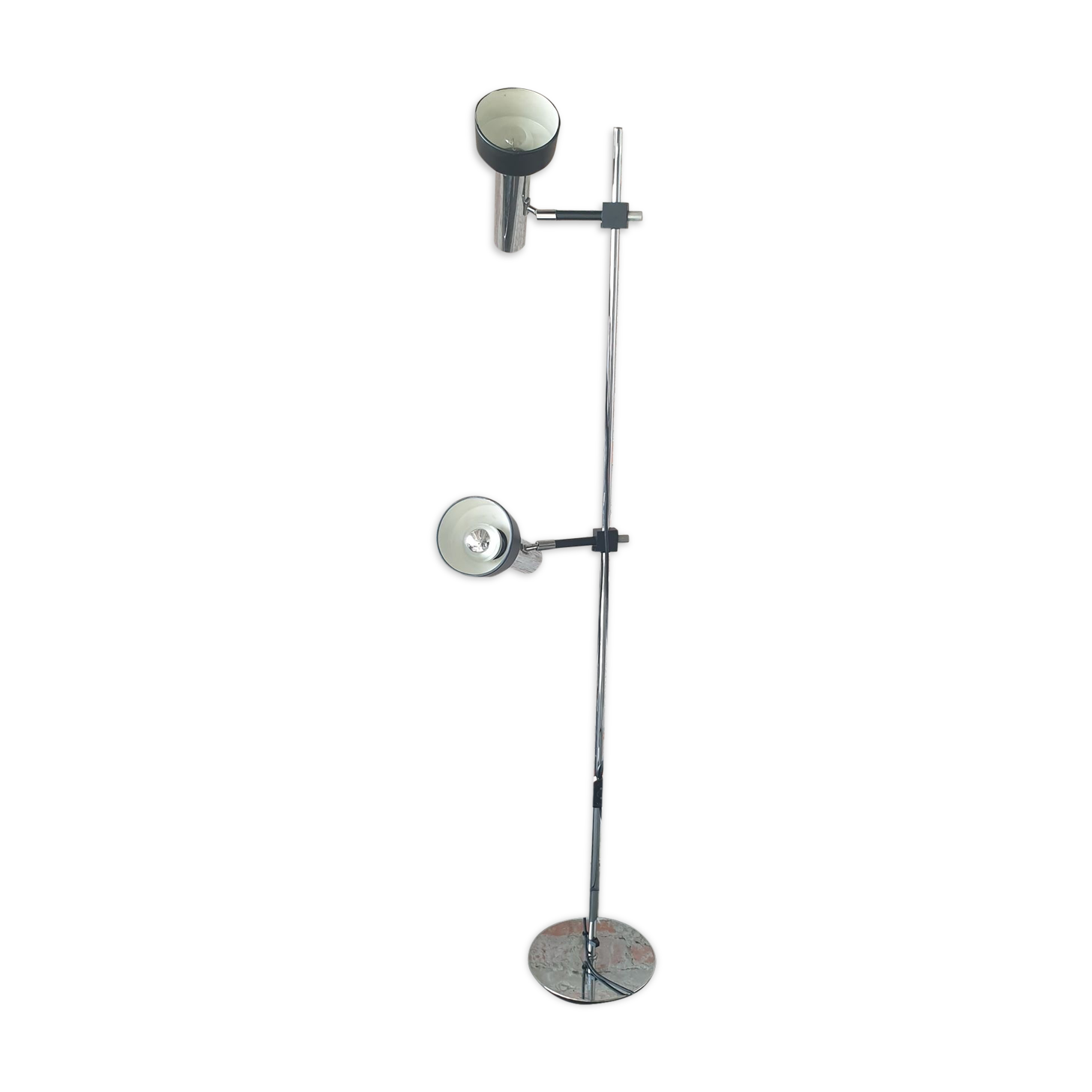 Vintage floor lamp silver-black, 1970