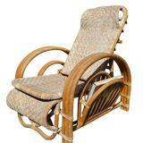 Vintage Rattan and Bamboo Chaise Longue from the 60s Italy