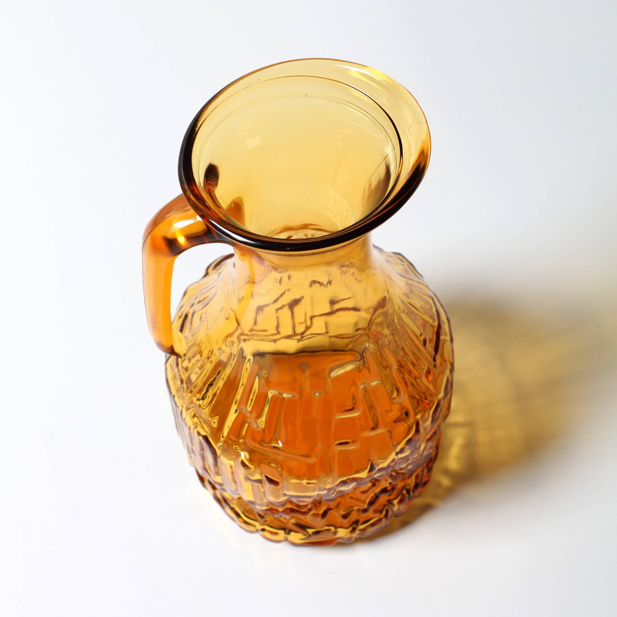 Vintage Designer Italian Amber Glass Pitcher / Mid-century Jug / 1970s
