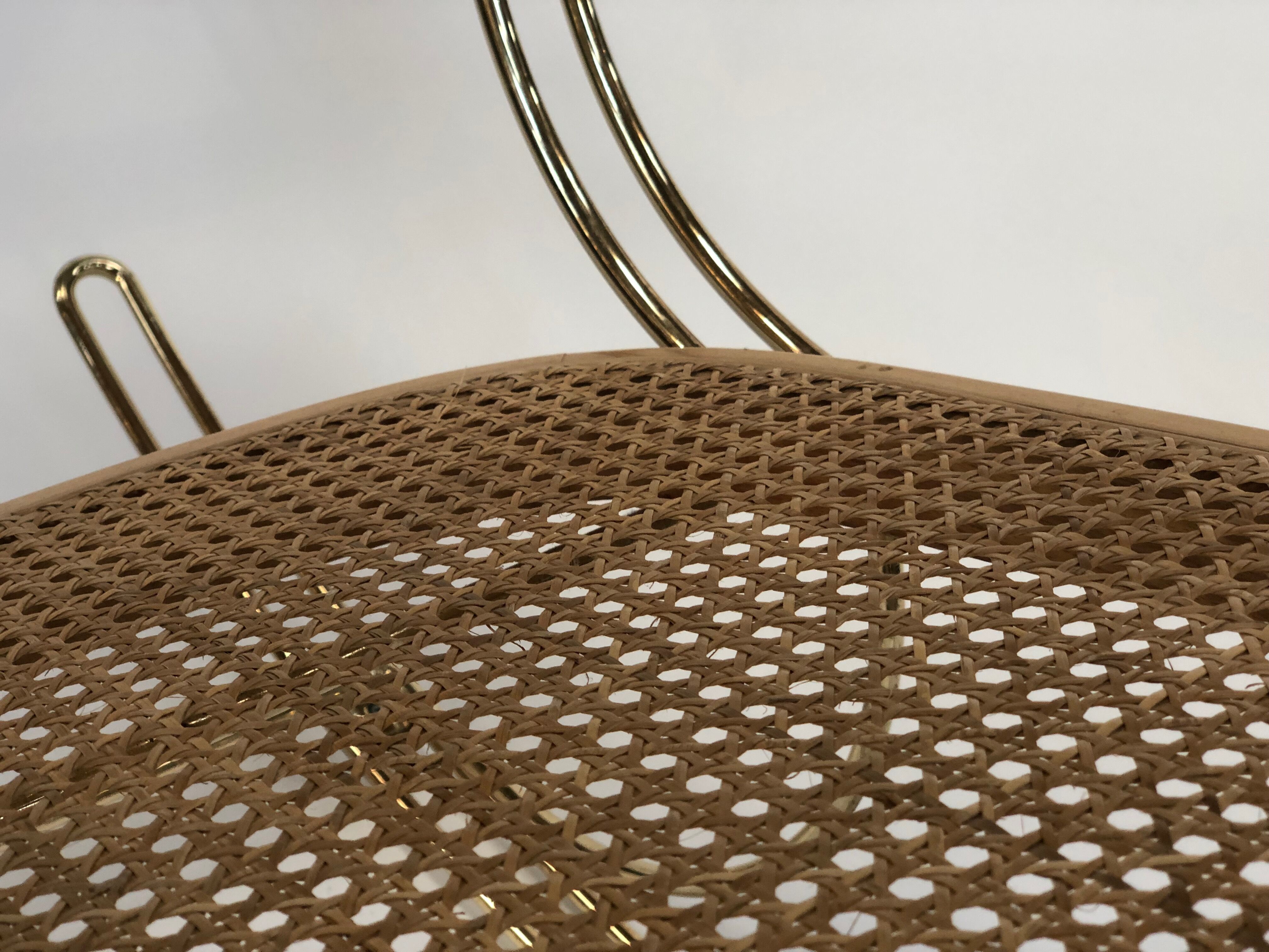 Vintage brass curved wooden rocking chair