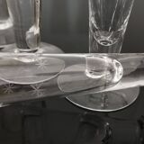 6 petites flutes anciennes en cristal soufflés à la main