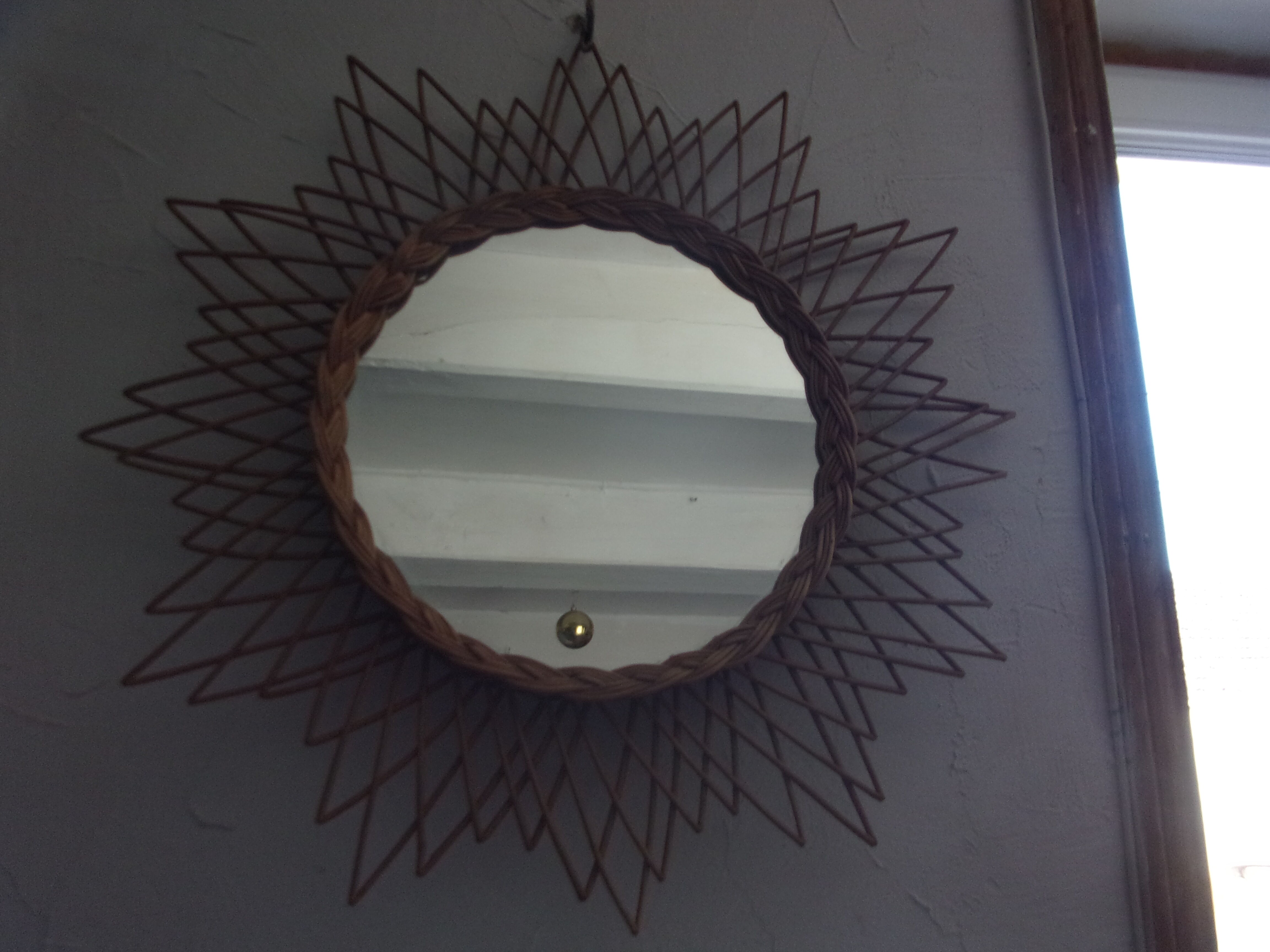 Vintage wicker sun mirror 58cm