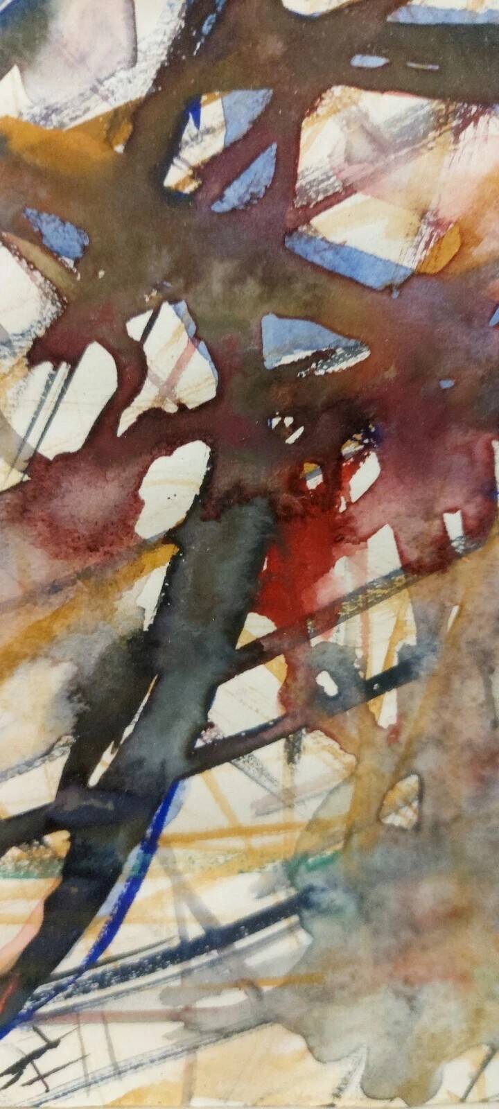 Abstract painting Rulo 1967 paper frame