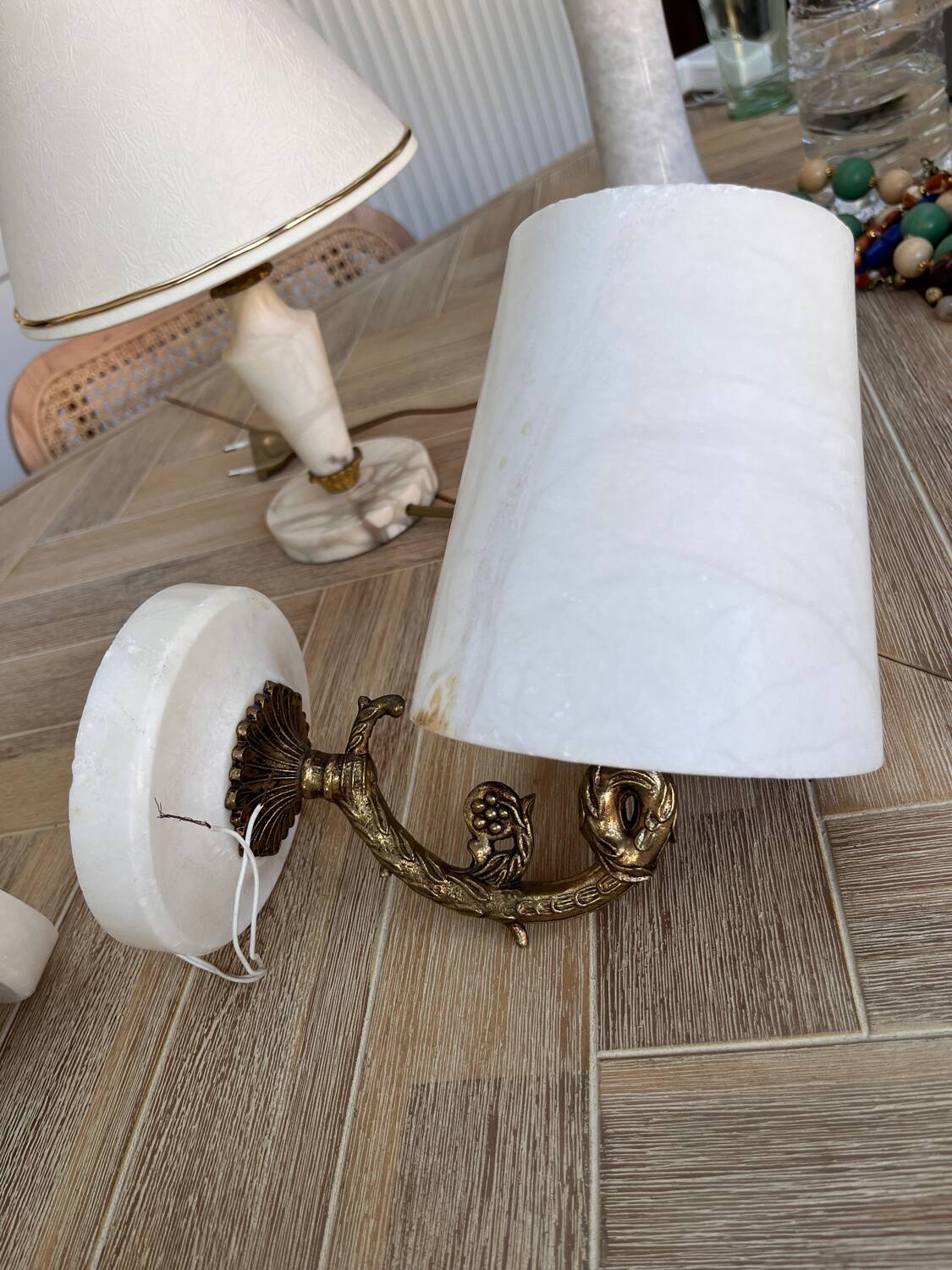 Pair of marble wall lights