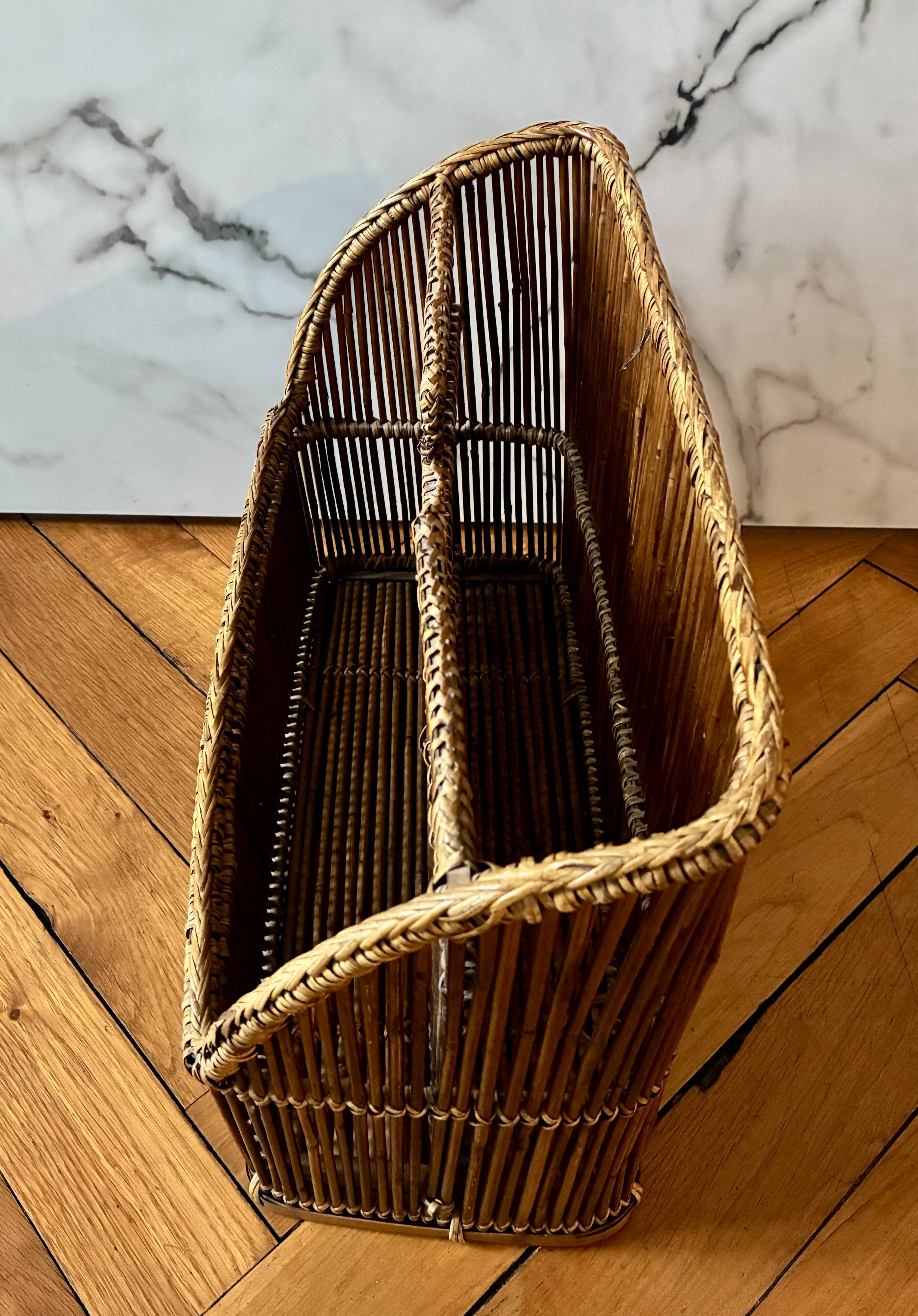 Vintage rattan magazine rack