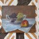 Tableau nature morte huile coupe raisins
