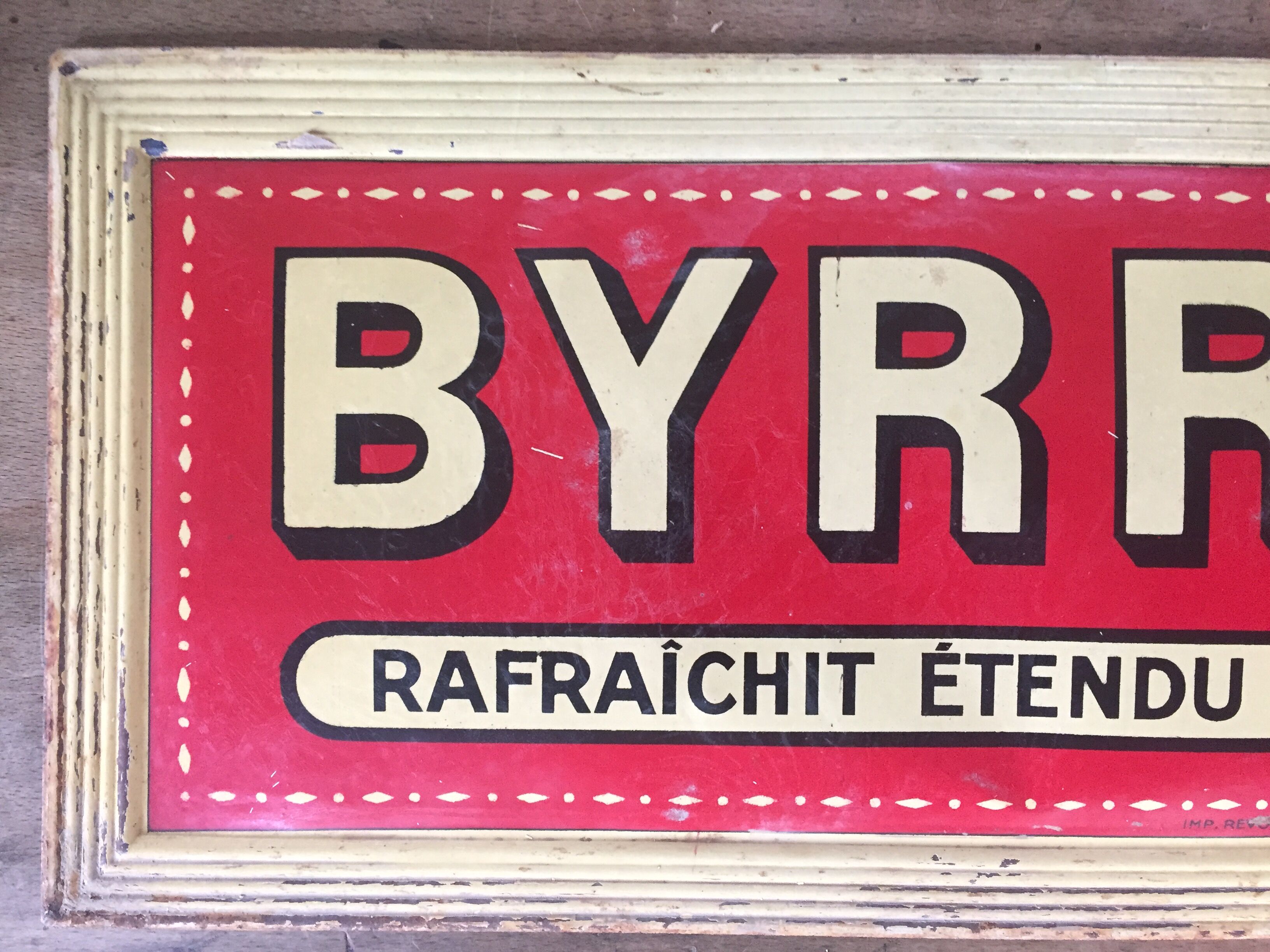 Ancient lithographed sheet metal plate "Byrrh refreshed..." 19x39cm 1910