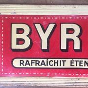 Ancient lithographed sheet metal plate "Byrrh refreshed..." 19x39cm 1910