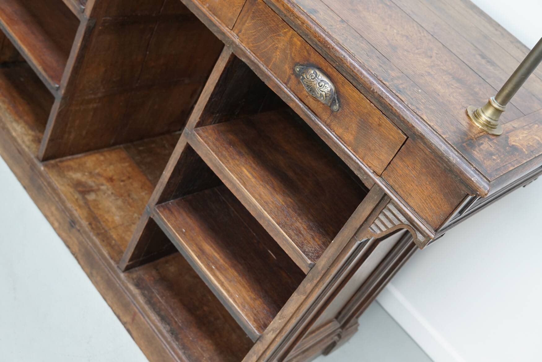 Antique French Oak Shop Counter Cabinet / Shelving Unit, 19th Century