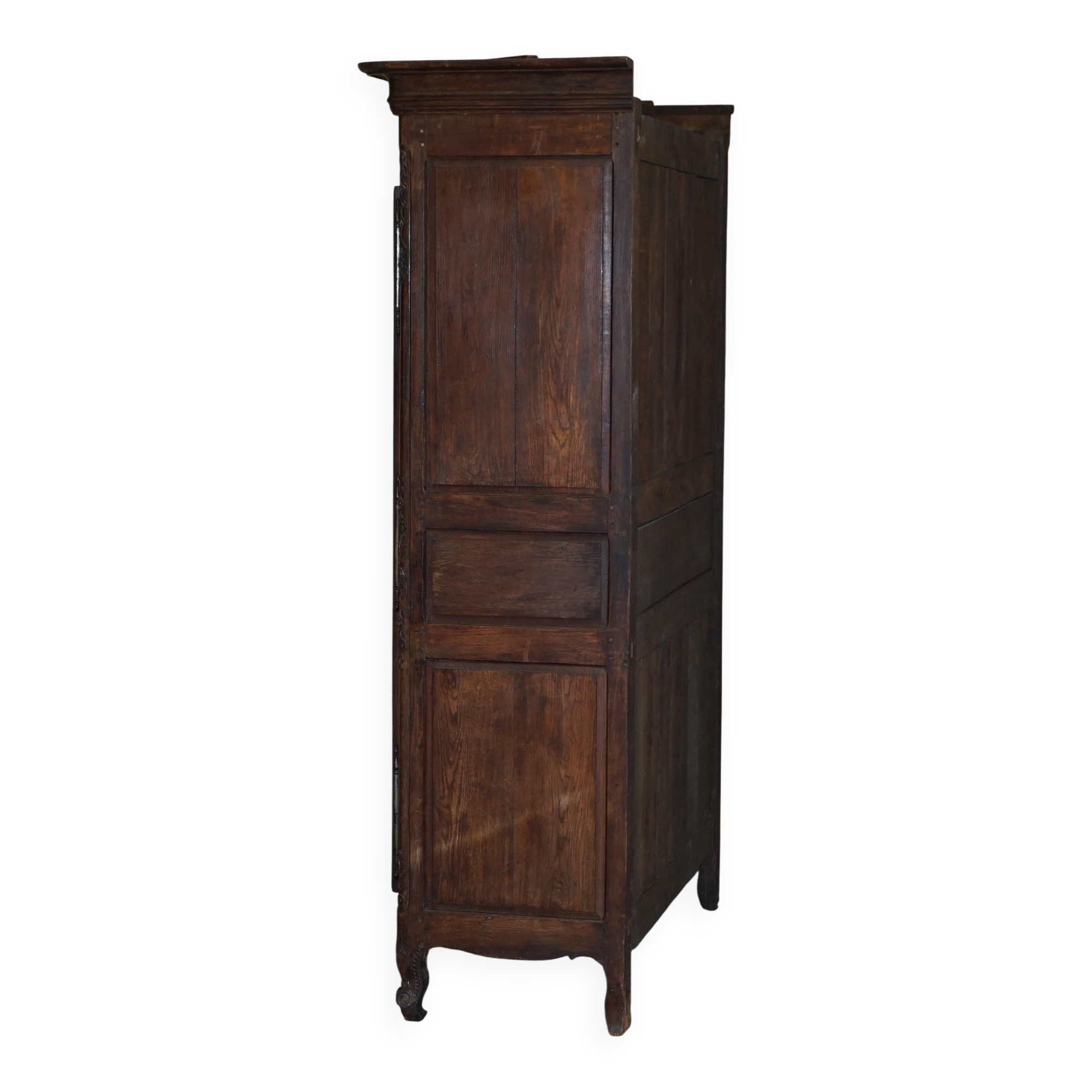 Antique Carved Wardrobe Dated 1844 with Shaped Panels