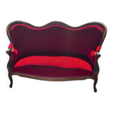 Louis XV style canapé in moulded wood – red velvet fabric – 19th century