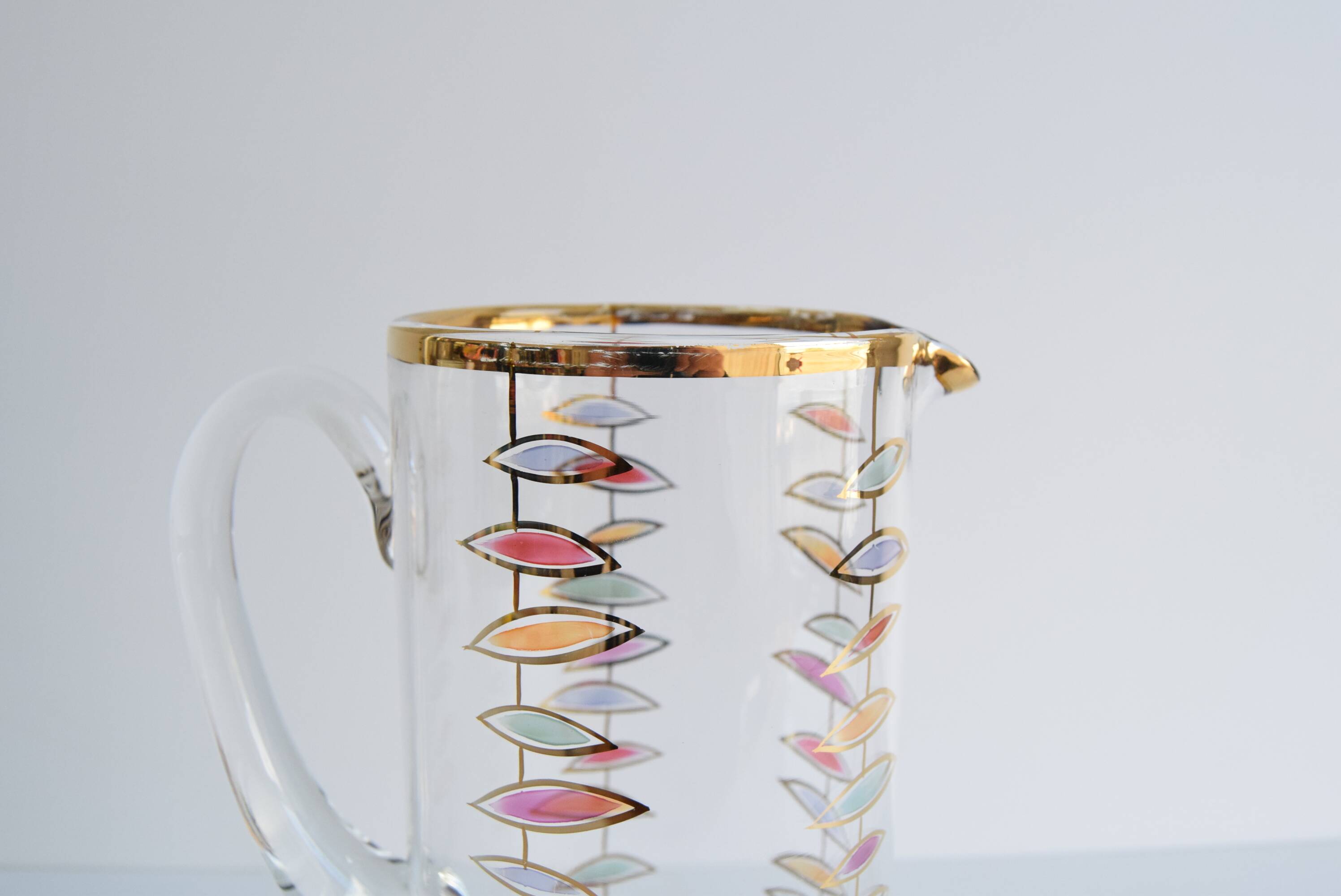 Vintage glass jug, Bohemia Glass, 1960's.