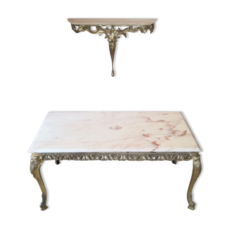 Table basse en marbre et console murale