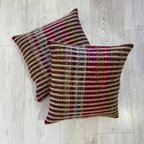 Pair of wool woven cushions