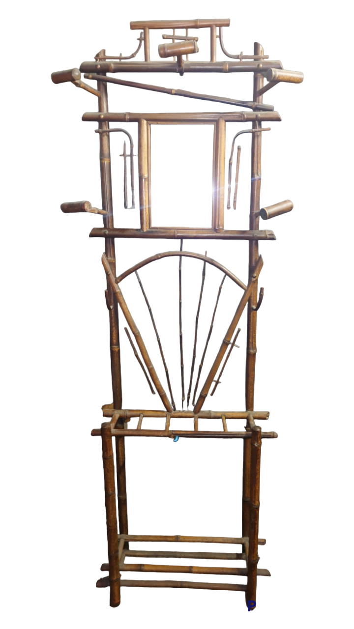 Bamboo coat rack with late nineteenth mirror