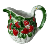 Pitcher carafe vintage slip pattern strawberries