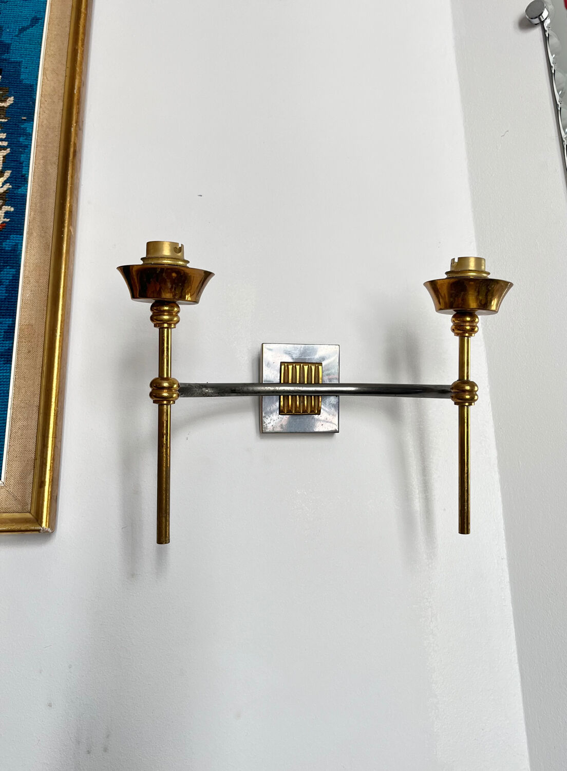 Double metal wall light in Jansen house style