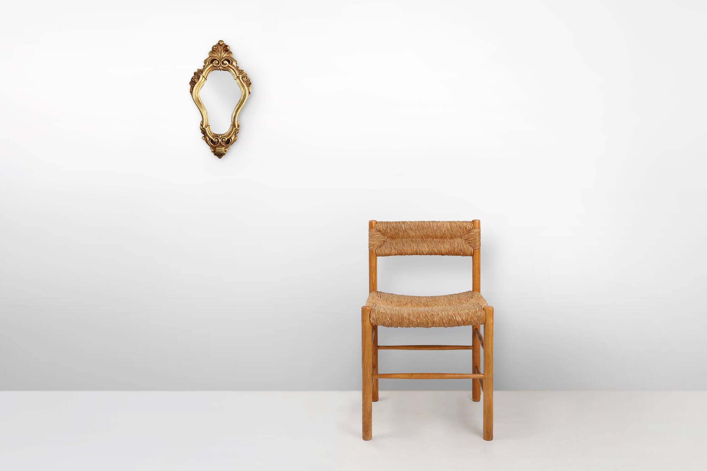 French Louis XV style shell mirror in wood and plaster, France