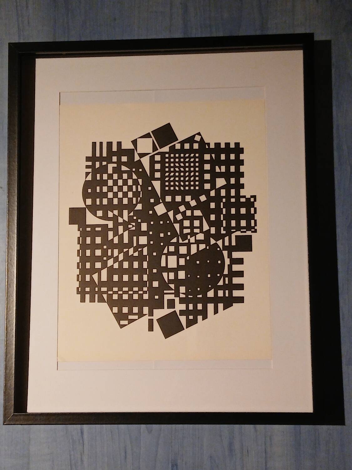 Optical Art Table - Victor Vasarely - Linear Structure - Frame 50x