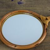Rattan handle mirror