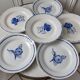 Set of 6 mismatched blue flat plates Digoin Sarreguemines and Saint-Amand