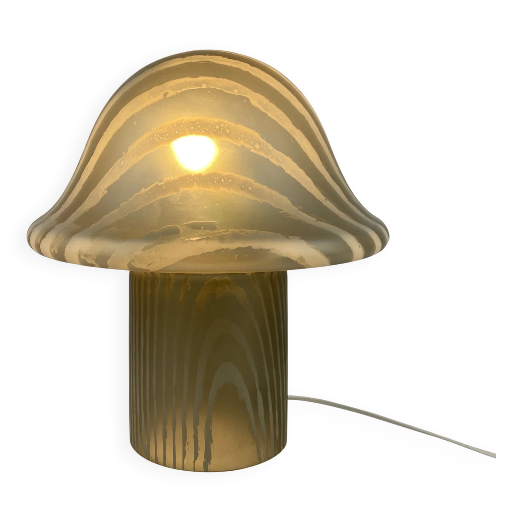 Large mushroom table lamp by Peill and Putzler in smoked glass XL 1970