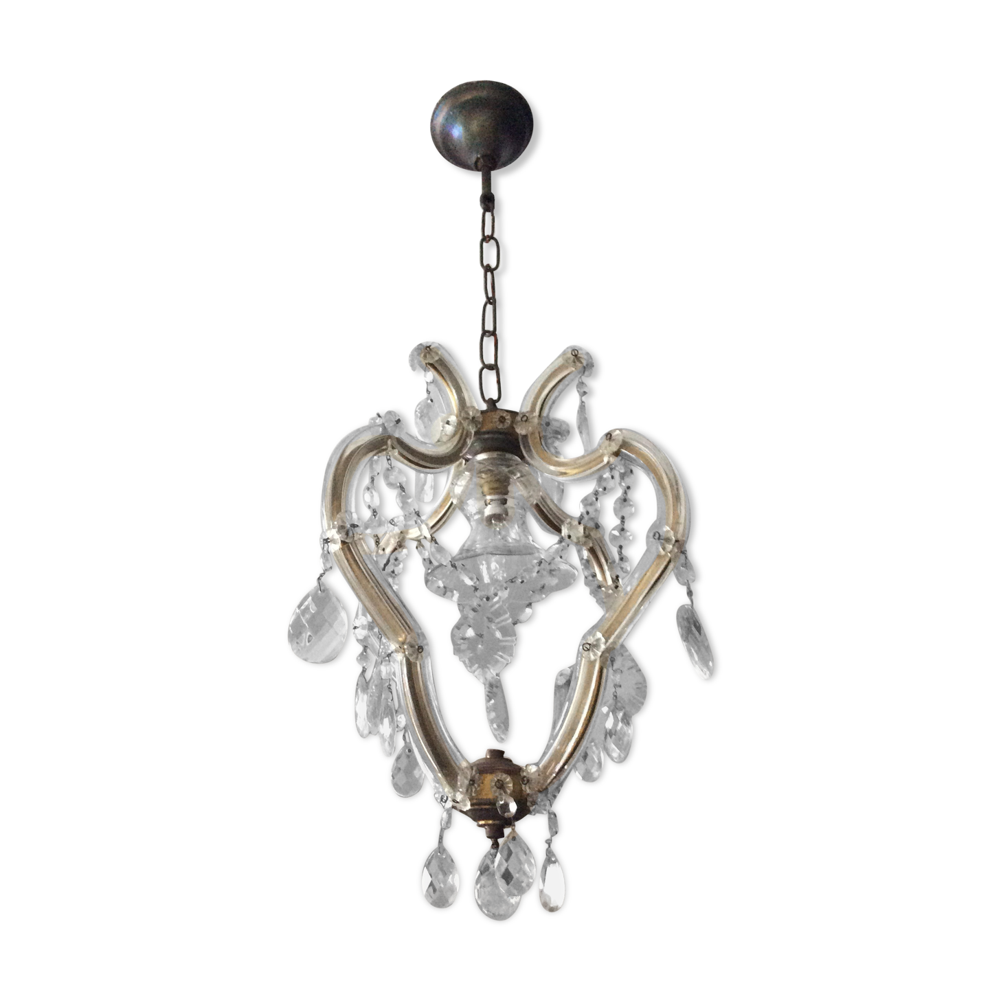 Lustre à cage en cristal