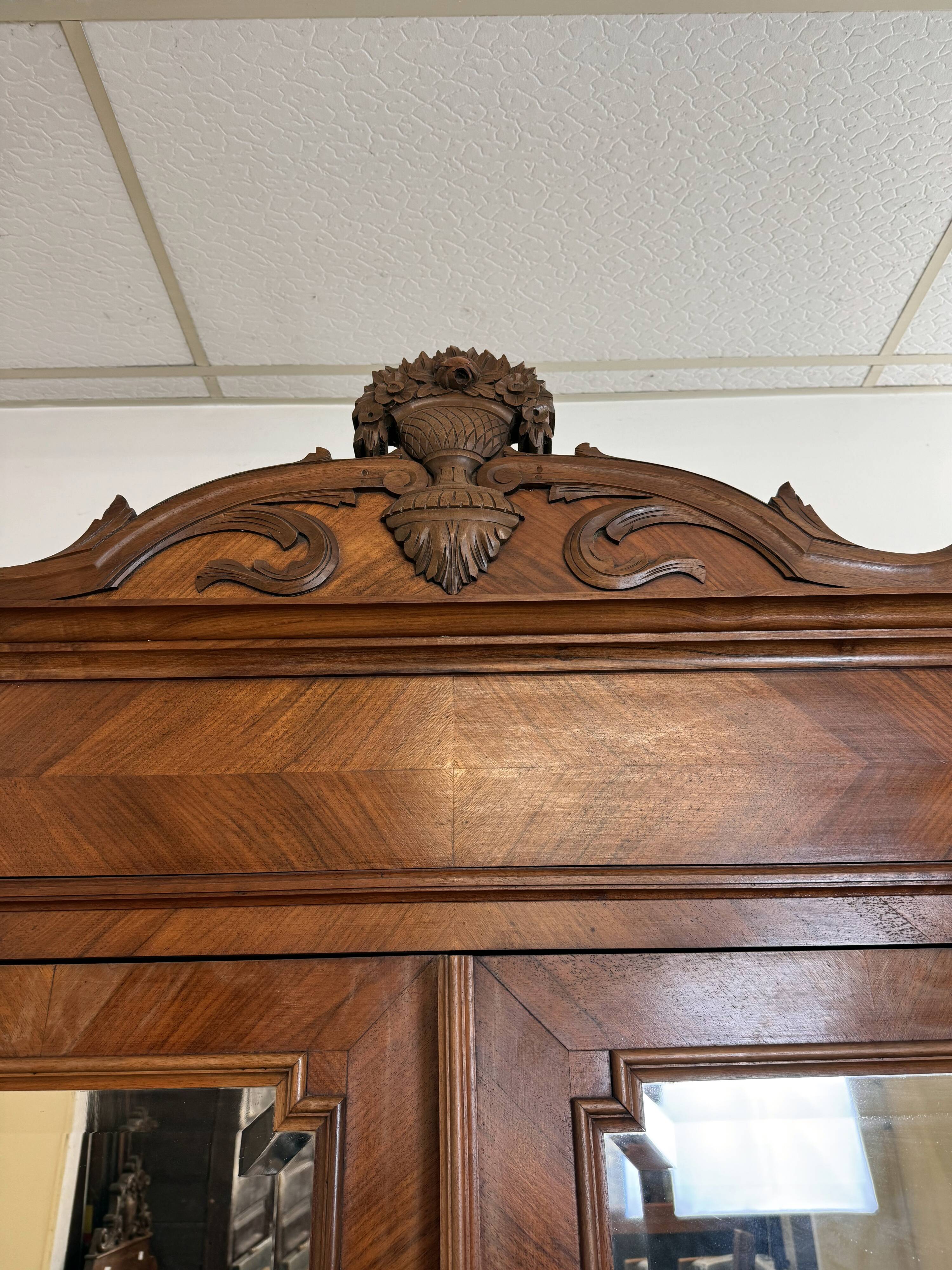 Louis XVI style mirror cabinet in walnut circa 1880